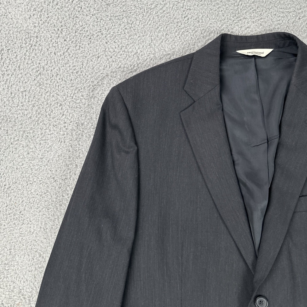 Pronto Uomo Wool Blazer Men 44R Black 2 Button Ventless Lined Jacket - Picture 12 of 16